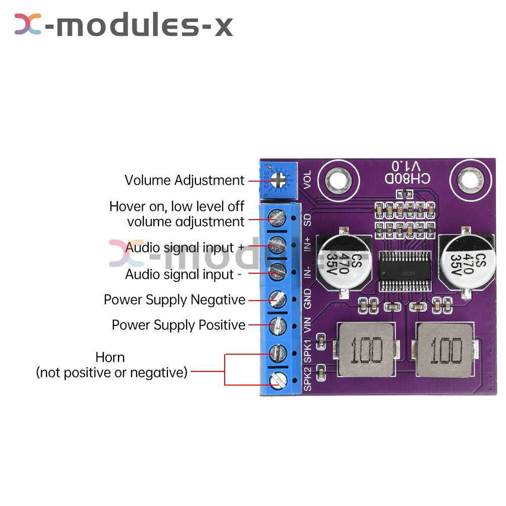 80W Stereo Voice Audio Amplifier Module Class D Amplifier Board Player Module