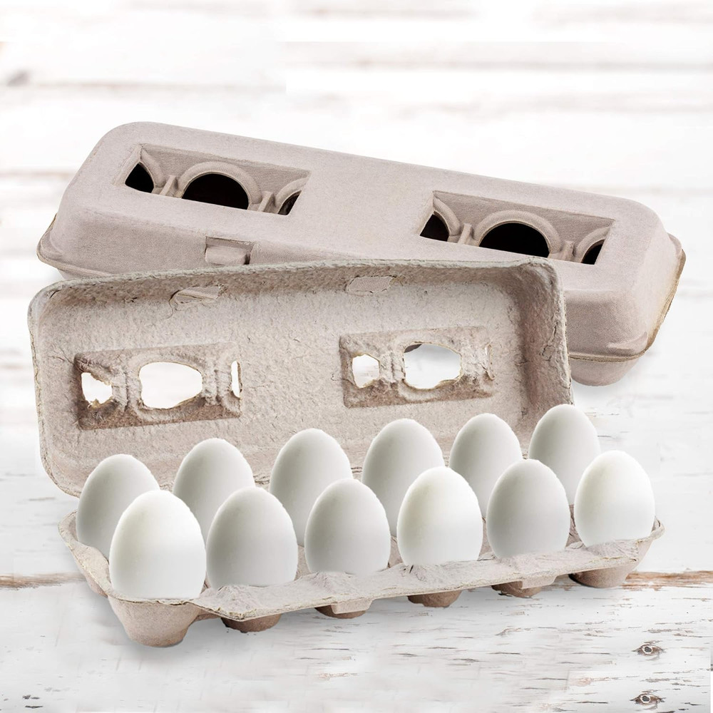Recycled Pulp Egg Cartons Holds 12 Eggs Reusable Stackable Empty Egg Boxes 25 PK