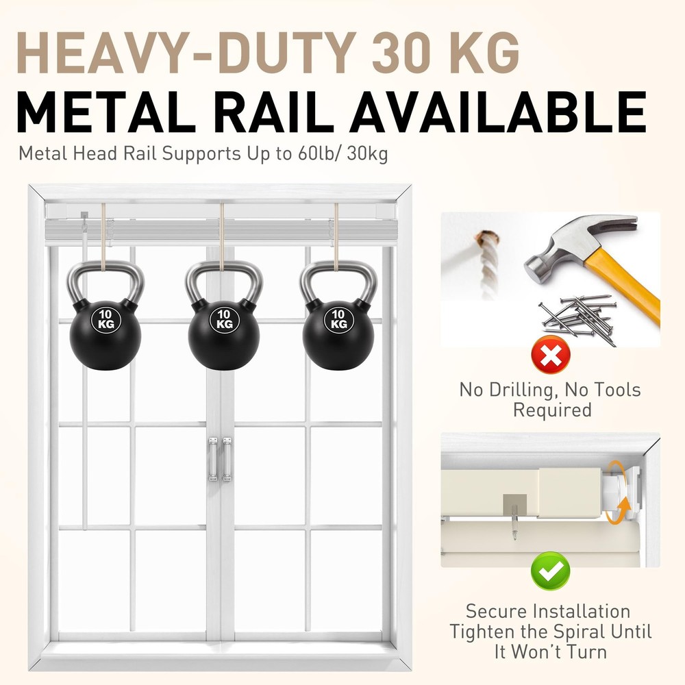 No Drill No Tool 1" Vinyl Mini Blinds, Light Filtering Horizontal Window Blin...