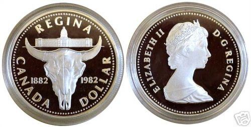 Canada 1982 Large Silver Proof $1-Bison Skull