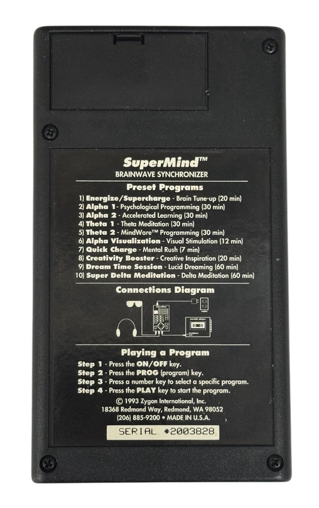 SuperMind Brainwave Synchronizer Meditation Zygon Control - Cassettes "Untested"