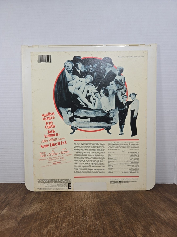 SOME LIKE IT HOT Jack Lemmon & Marilyn Monroe CED Tested