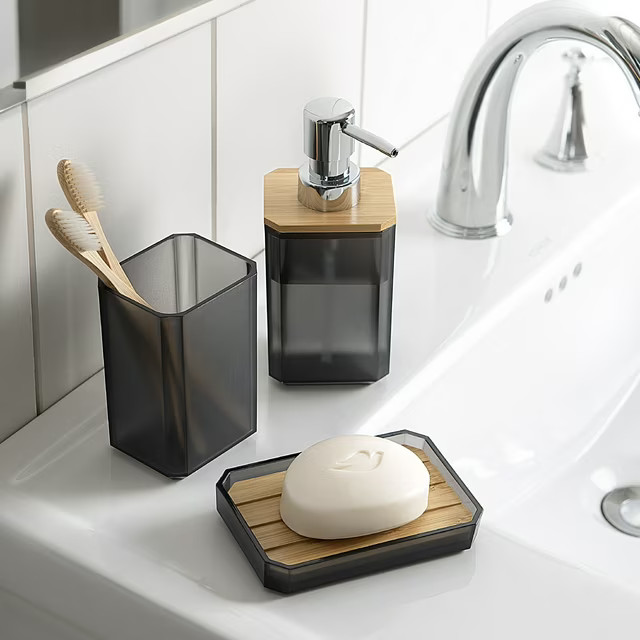 3 Piece Bath Accessory Set Gray