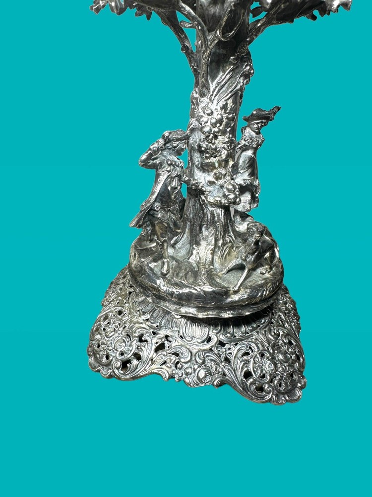 Stunning Antique Solid 800 Silver German Rococo Detachable Candlestick Holder