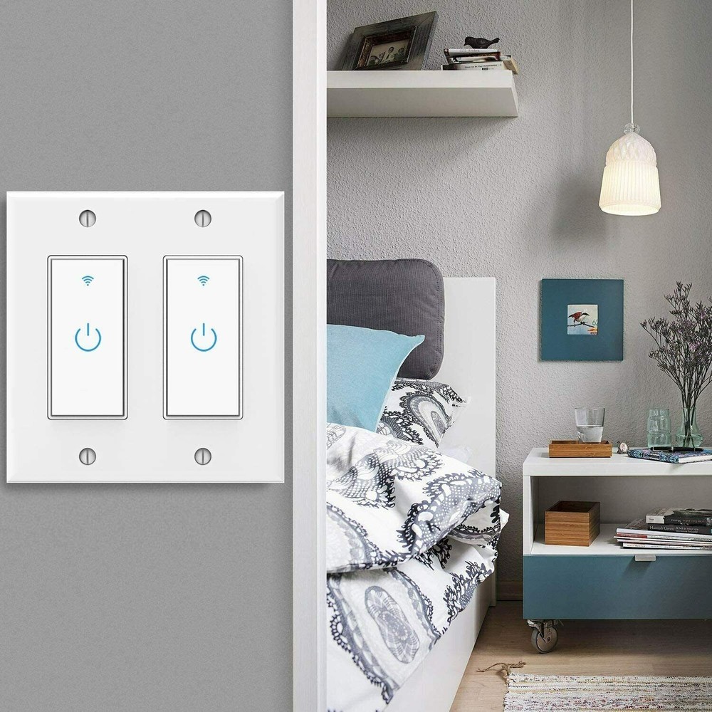WiFi Smart Light Switch 2-Gang Light Switch Remote for Alexa & Google IFTTT US