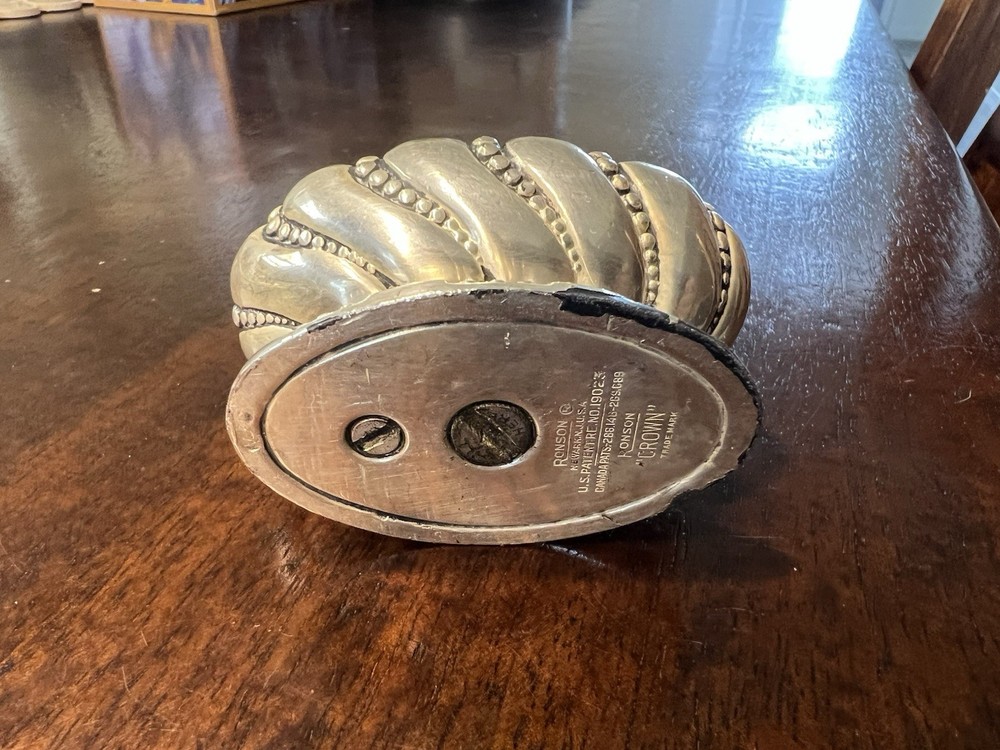 Vintage Silver Plated Ronson Crown Table Lighter