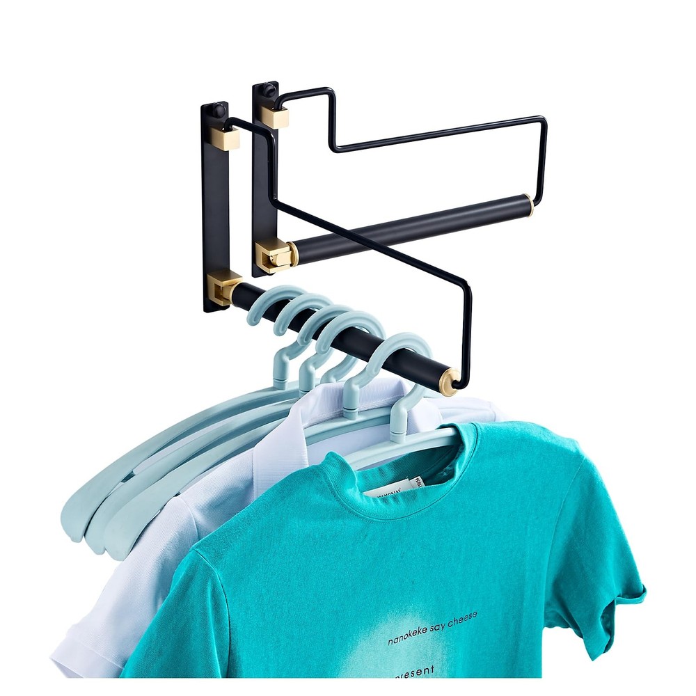 Folding Clothes Hanger Drying Rack Black Wallmounted Clothes Organizer For Laund