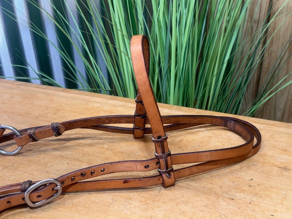TORY Leather Rope Nose SidePull Western Training Headstall w Snaffle Bit