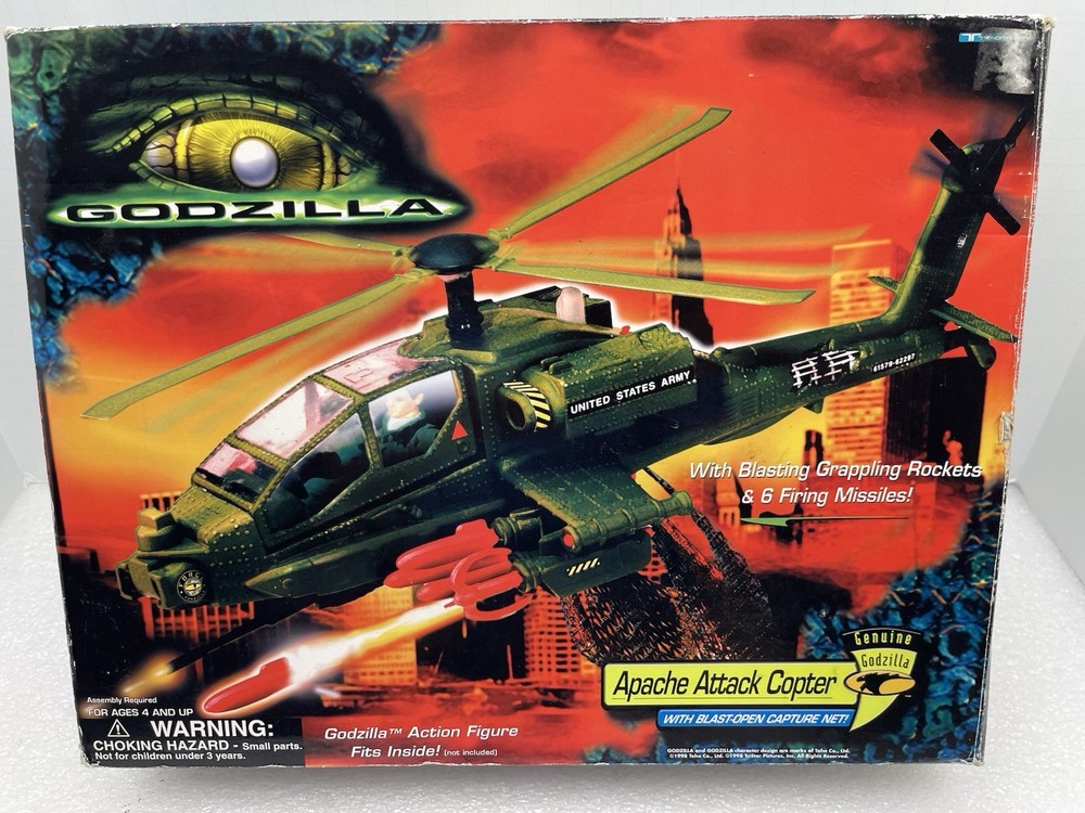 GODZILLA APACHE ATTACK COPTER TOY IN BOX 1998 TRENDMASTERS