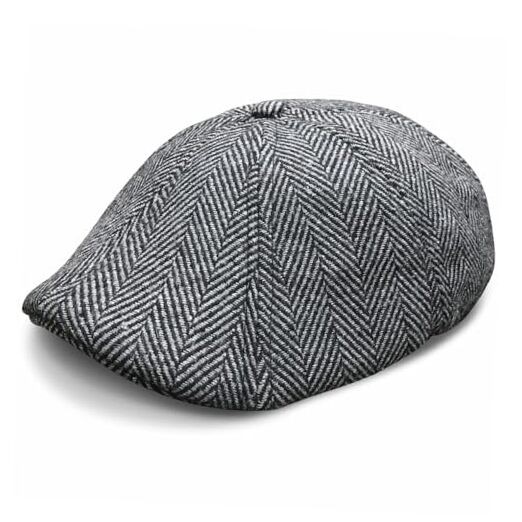 The Original Boston Scally Cap - The Peaky Medium-Large Grey Herringbone