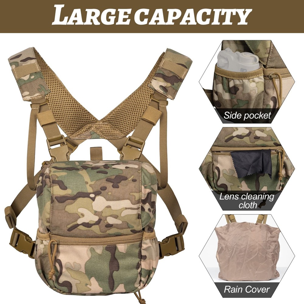 Binocular Harness, Adjustable Binocular Harness Chest Pack with Rain Cover fo...