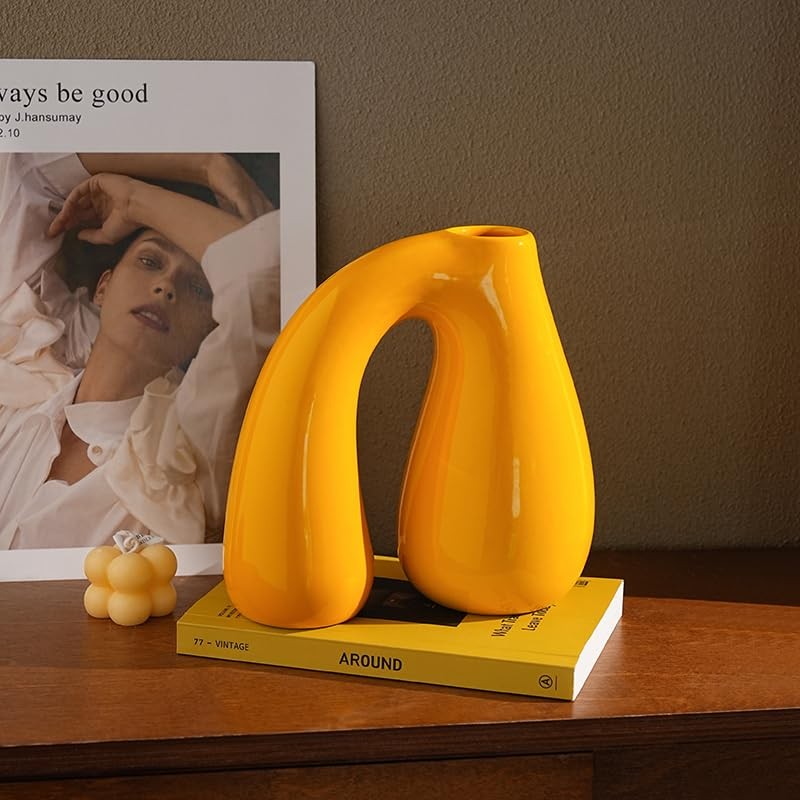PROBENEX Yellow Ceramic Decorative Pitcher Medium (7.5 inch Tall),