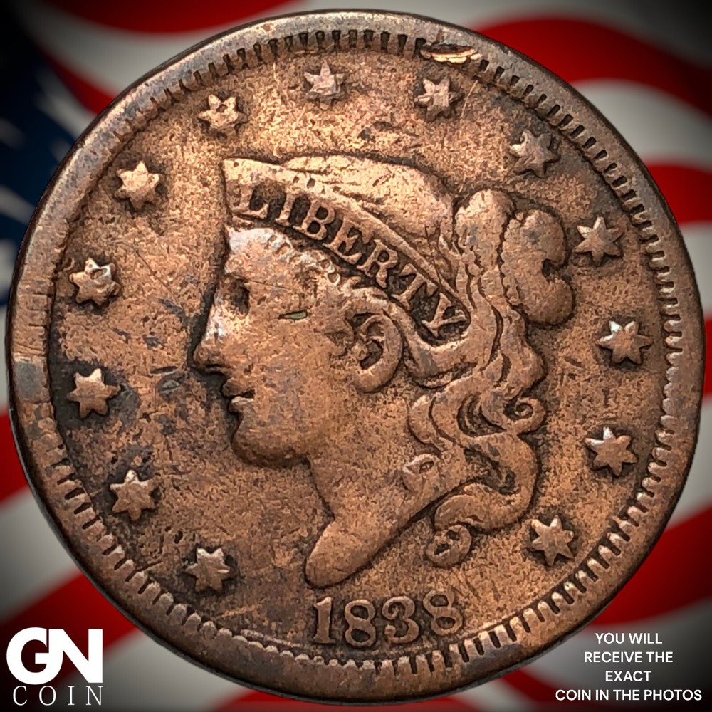 1838 Coronet Head Large Cent  M0184