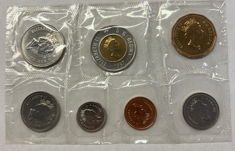 1997 Canada Uncirculated Mint Set In Mint Cello + Specifications Card & Envelope