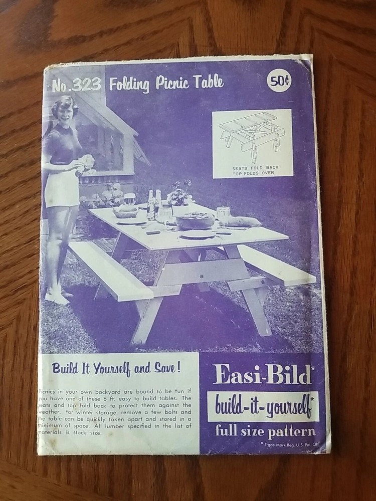 No. 323 Folding Picnic Table Pattern Easy Bild Pattern Co.