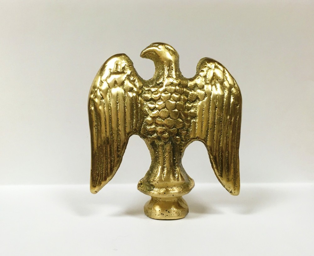 Lamp Finial-Solid Cast BRASS EAGLE, Highly Detailed W/Dual Threads, WB Finish