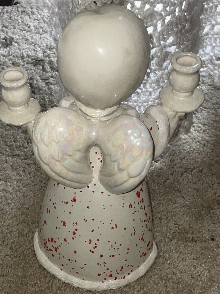 Vintage Hand Painted Ceramic Angel Candle Holder