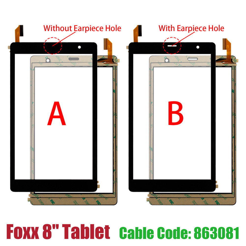 Digitizer Touch Screen Display Panel Glass For Foxx 8" Black Tablet Code: 863081