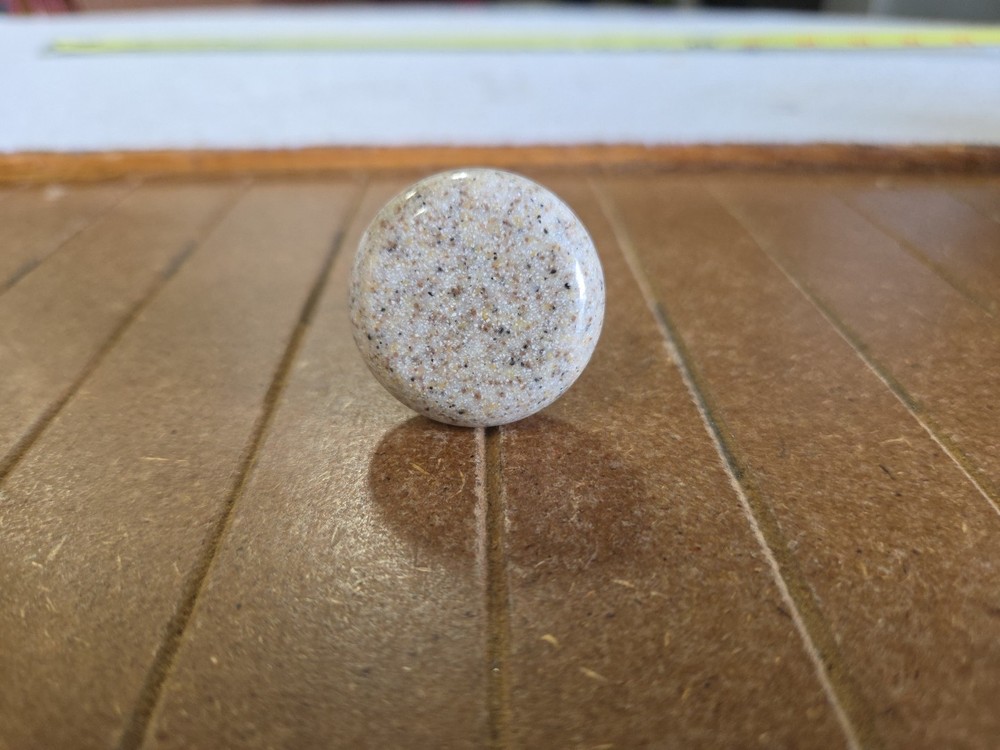 1.25 inch beige stone round cabinet knobs polished chrome base