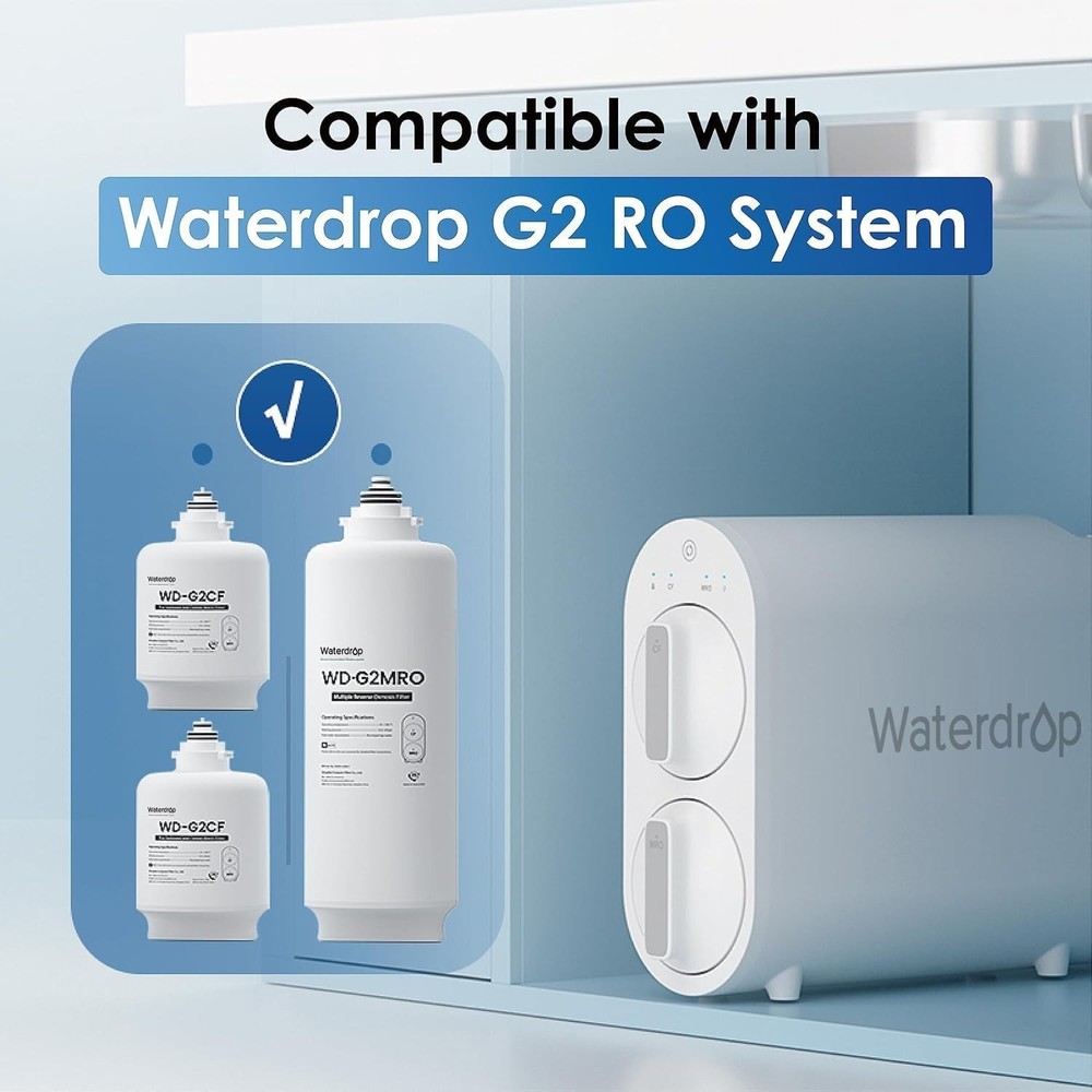 Waterdrop WD-G2-W WD-G2-B Replacement Filter 2-Year Combo, Reduce PFAS