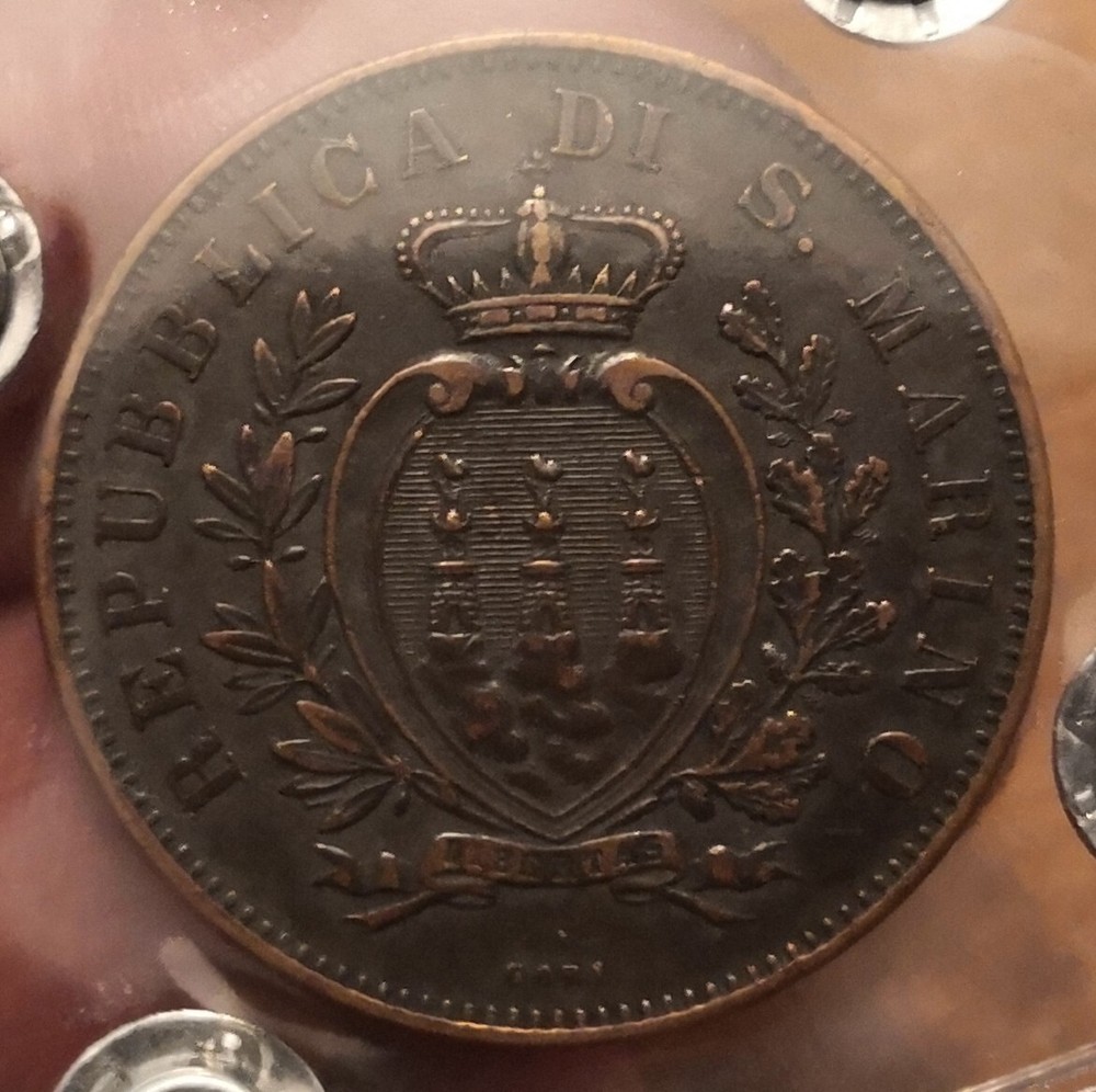 10 Centesimi 1893, San Marino, Perizia BB, Ref. 3420
