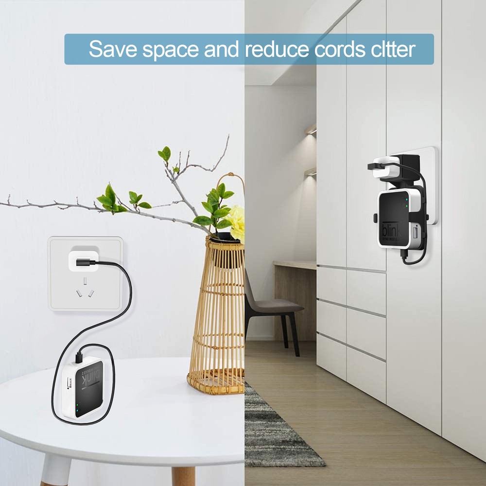 Outlet Wall Mount Stand & Cable for Blink Sync Module 2 Holder Hanger