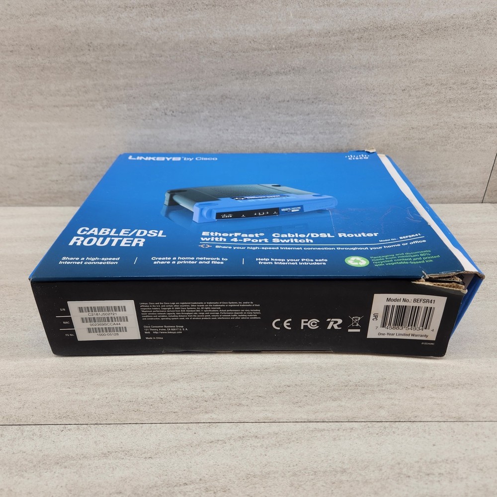 Linksys BEFSR41 EtherFast Cable/DSL Router 4-Port Switch Cisco Wired Networking