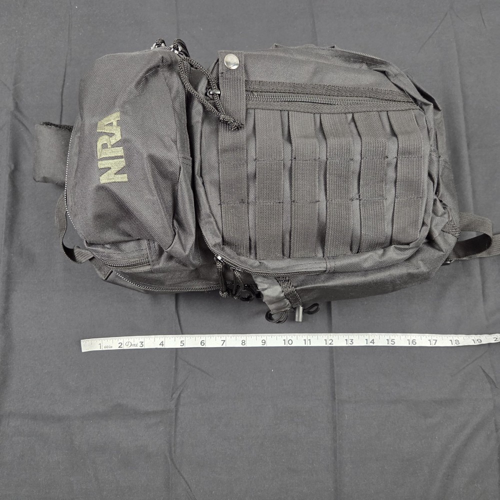 NRA Mini Tactical Backpack Black 16" Tall Multi Pocket Shoulder Strap