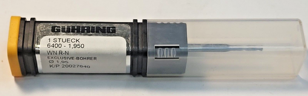 GUHRING 1.95mm 4xDia shank, Micro Precision Solid Carbide Drill Bit.