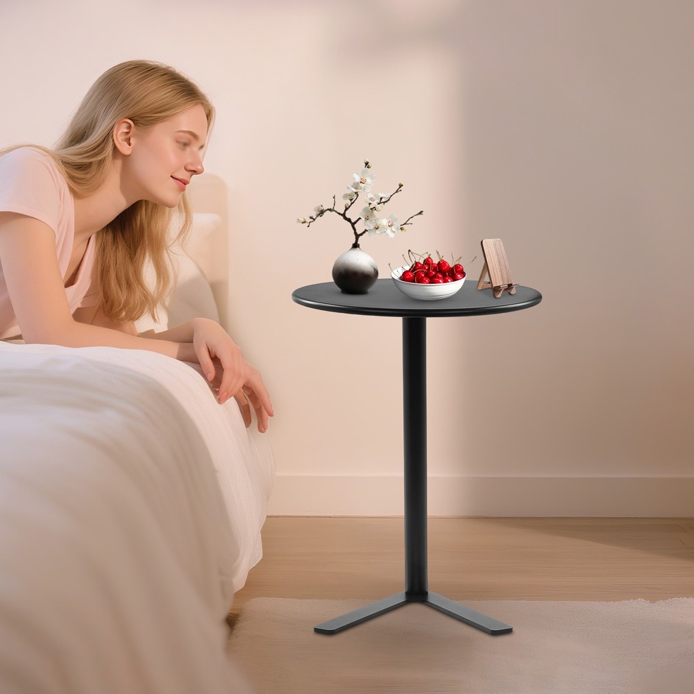 Side Table for Small Spaces, Modern Couch End Table Black