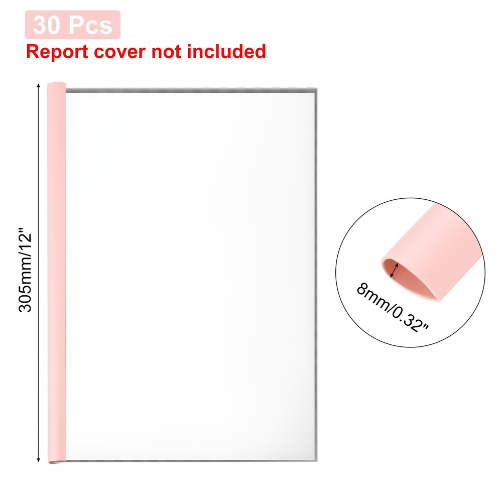 30Pcs Binding Bars, 8mm Binding Bars 50 Sheets Capacity, Red