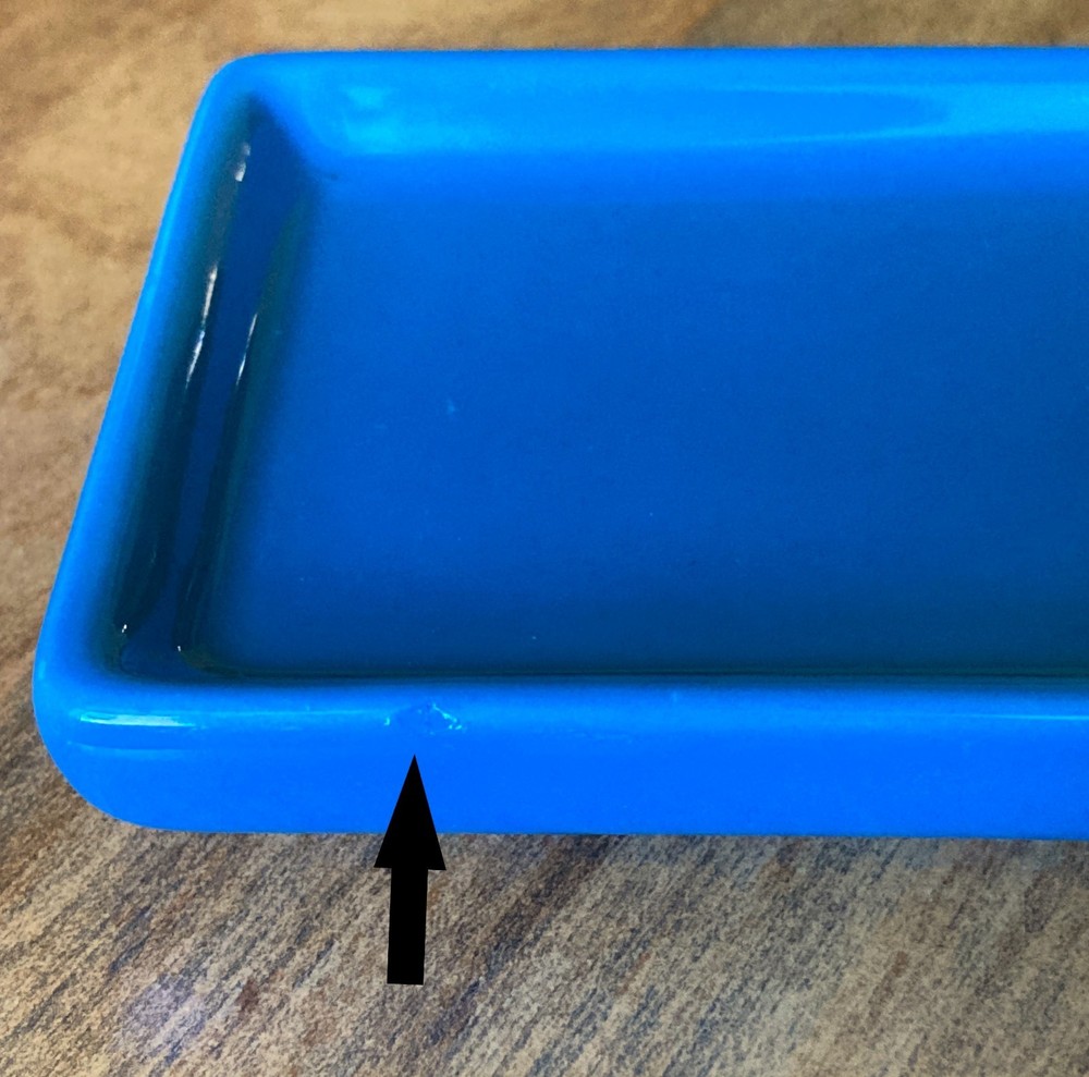 READ Fishs Eddy + West Elm Ceramic Butter Stick Dish 8.5" - Tiny Chip