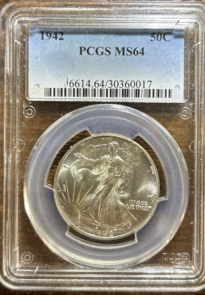 1942 Silver Walking Liberty Half Dollar PCGS MS64