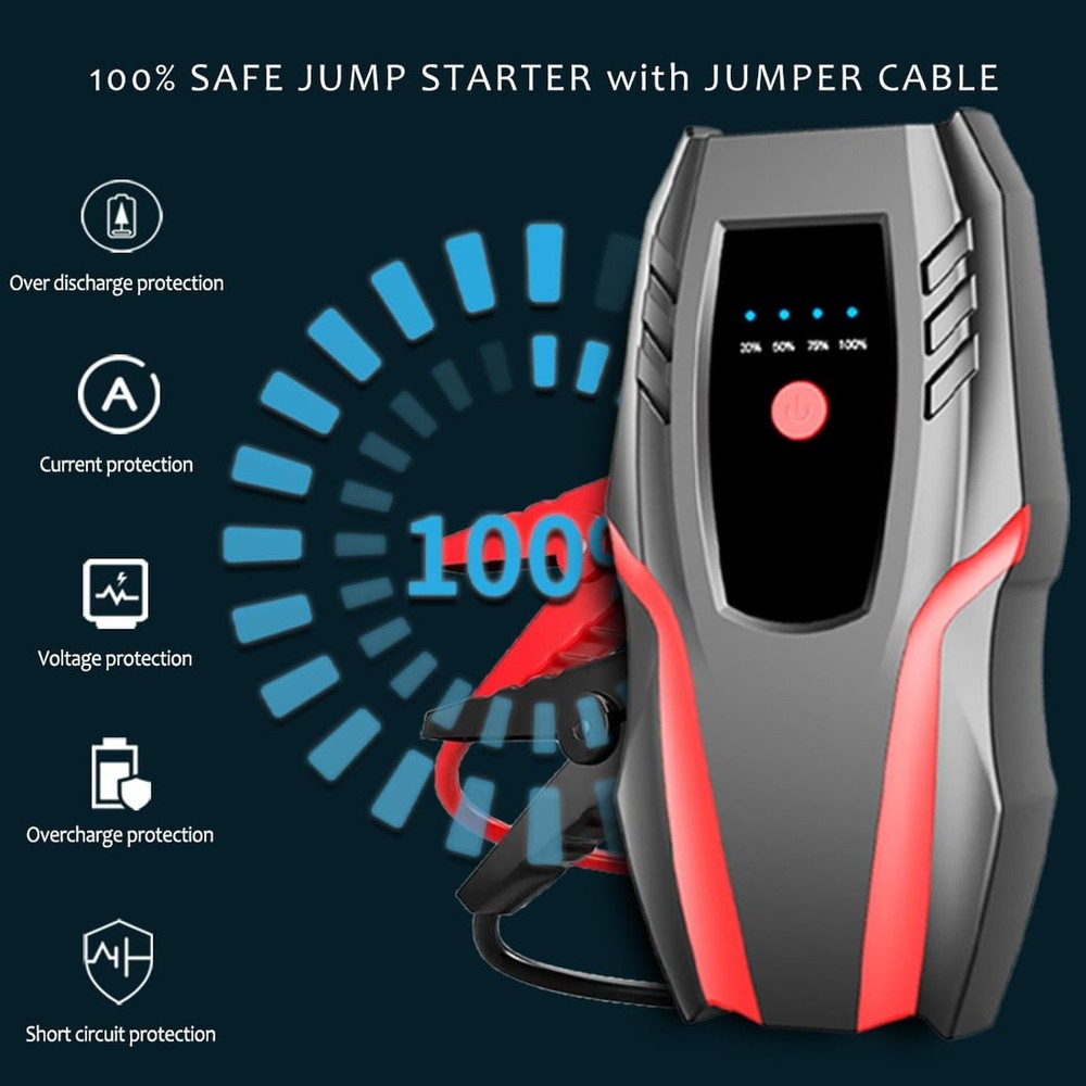 12v Auto Jump Starter Pack with Air Compressor, Peak Current 2000a, Car Lithi...