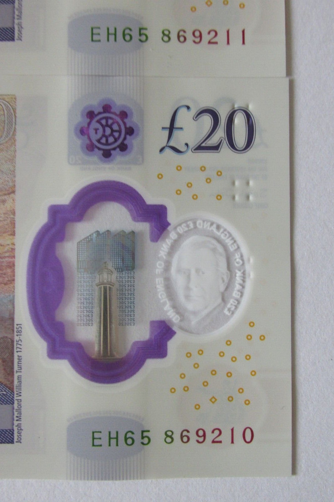 EH65 Consecutive Numbers King Charles £20 British Banknotes Unused