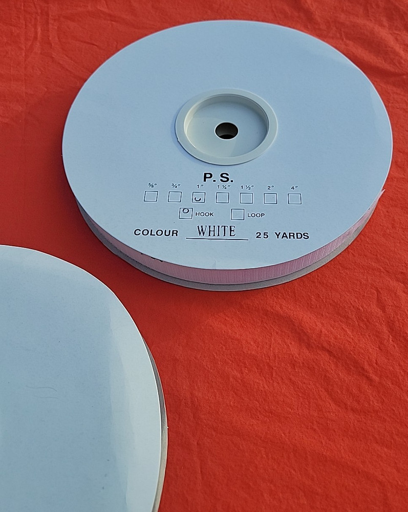 1" x 25 yds Sew In Hook & Loop Fastening Tape White 1 Full Loop Roll *Read*