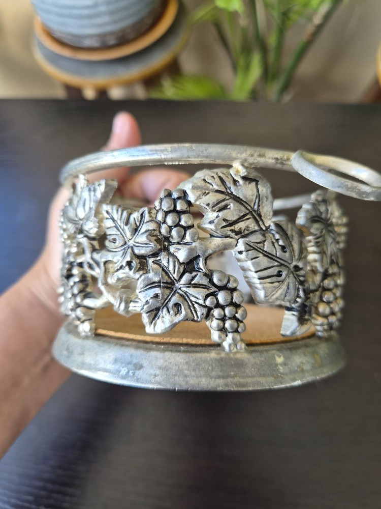 Silverplate Wine Bottle Holder Coaster Grape