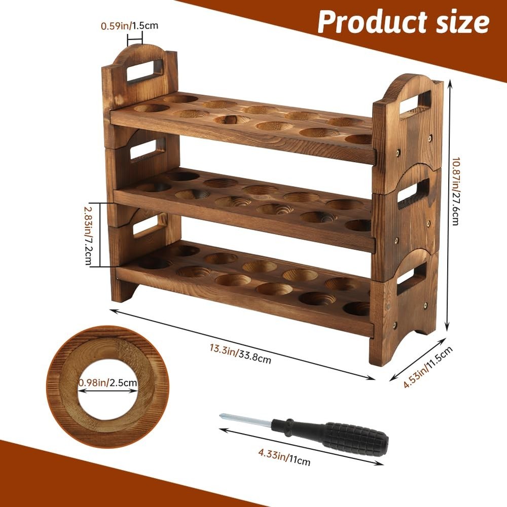 3Tier Wooden Egg Holder Countertop 36Hole Stackable Rack Fresh Eggs