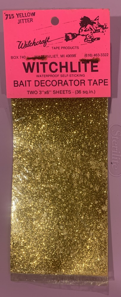 Witchlite Bait Decorator Tape 2-3”x6” Sheets NOS Yellow Jitter