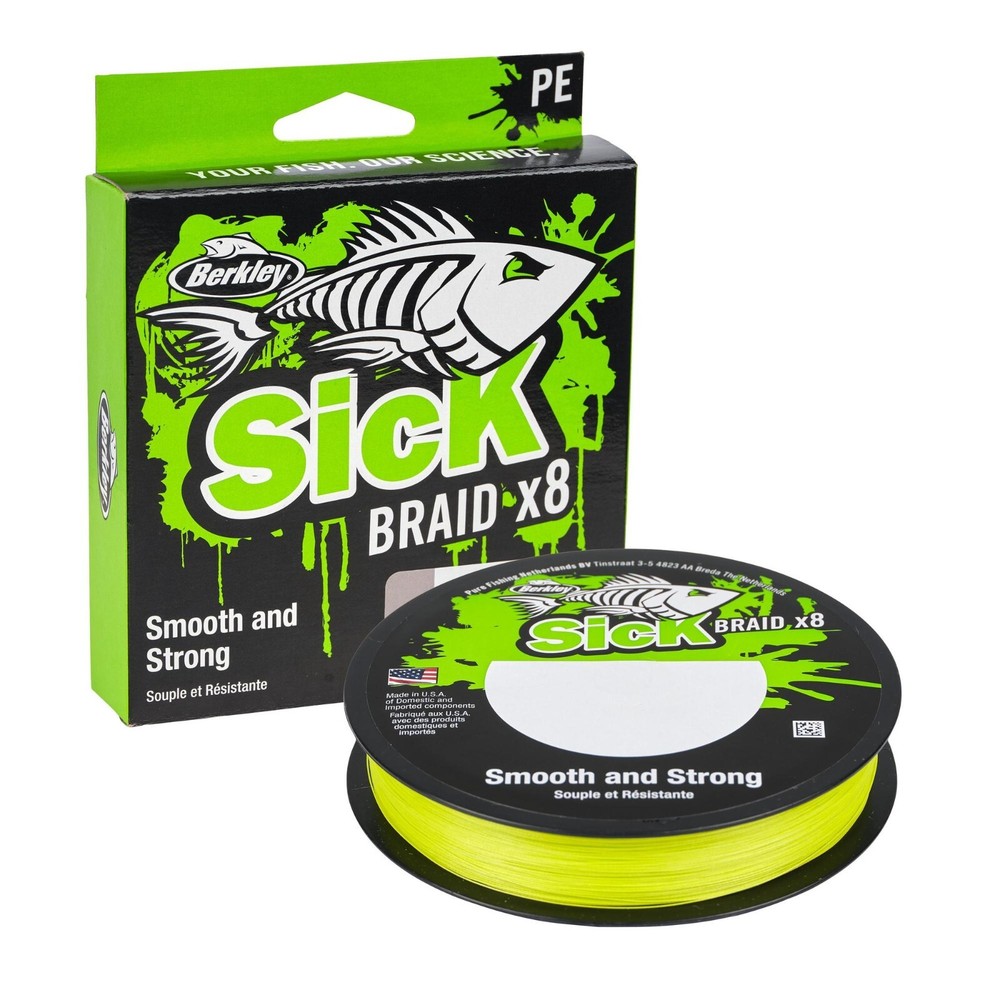 Berkley NEW Sick Braid 8 Strand - 150m Spool - FLAME Green