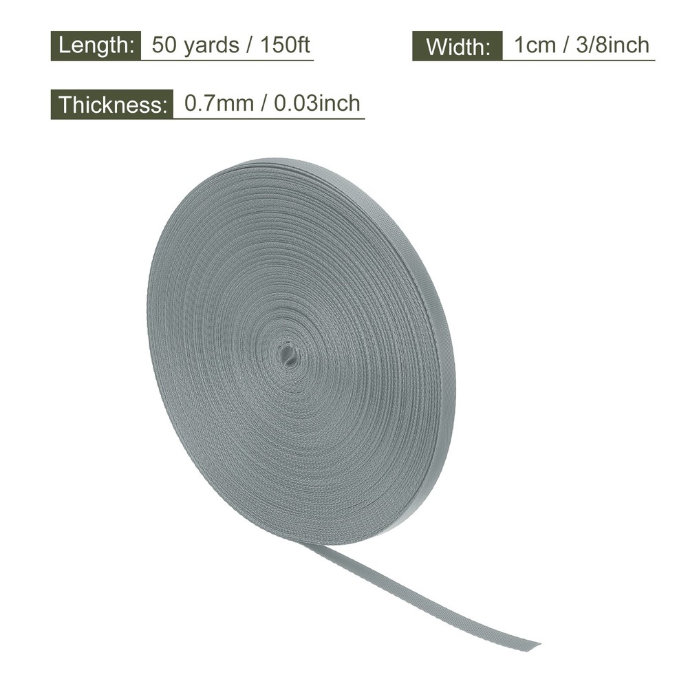 Flat Nylon Webbing Strap 3/8 Inch 50 Yards Iron Gray for Backpack
