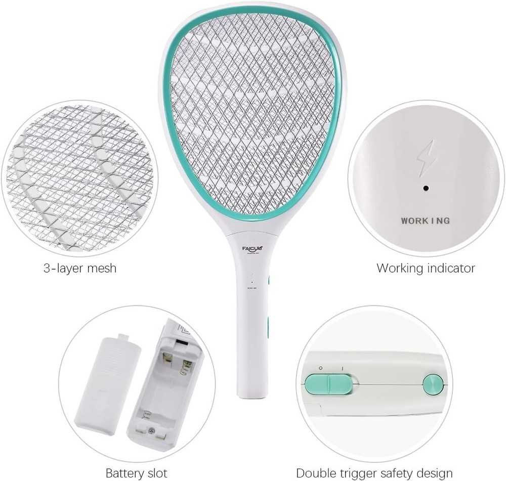 Handheld Bug Zapper Racket Electric Fly Swatter