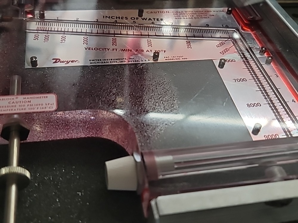 DWYER CONTROLS AIR VELOCITY METER MANOMETER