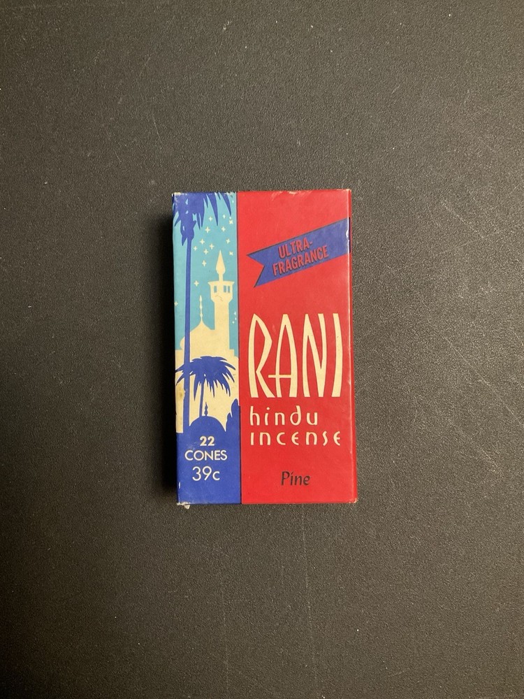 Vintage Rani Hindu Incense Pine Scent Cardboard  Box