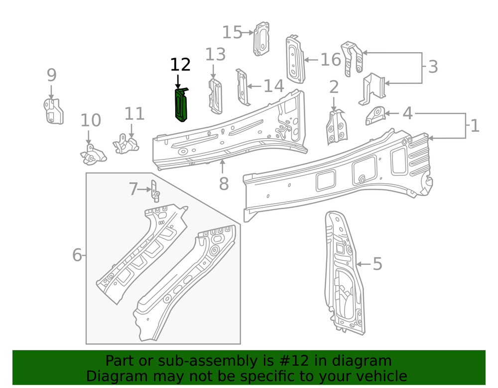 Genuine GM Driver Side Front Compartment Front Side Rail Reinforcement 84543105
