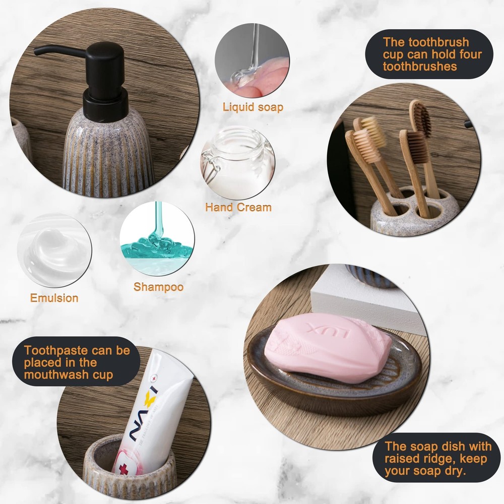 Bathroom Accessories Sets Complete -Set 4 Pcs, Ceramic Bathroom Accessory Bat...