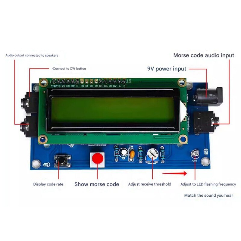 CW Trainer Morse Code Decoder Keyer Interpreter DIY Electronic Component Kit