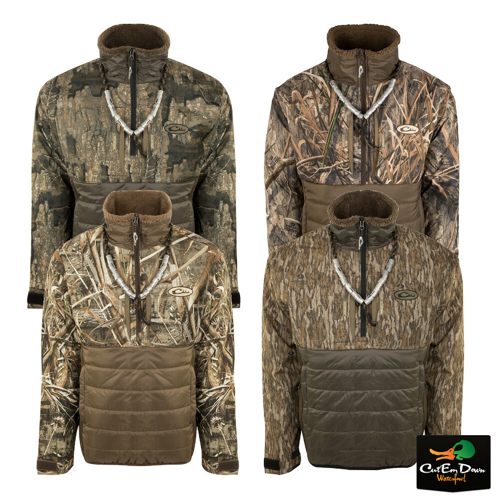 NEW DRAKE WATERFOWL LST GUARDIAN FLEX DOUBLE DOWN EQWADER 1/4 ZIP PULLOVER