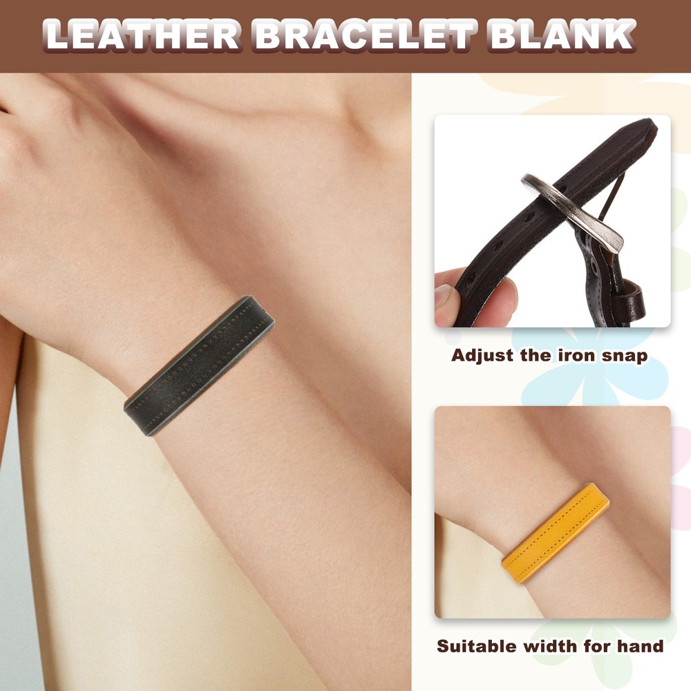 Plain Buckle Bangle Leather Bracelets Leather Snap Bracelets, Black