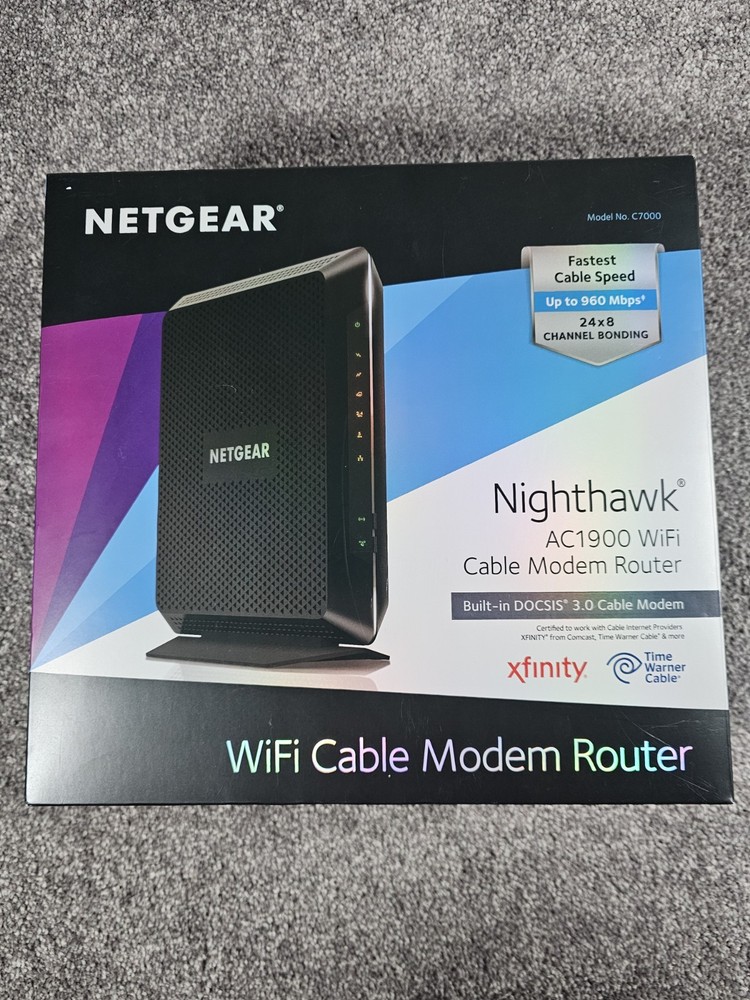 NETGEAR NIGHTHAWK AC1900 WiFi Cable Modem Router Model# C7000 - Tested & Working
